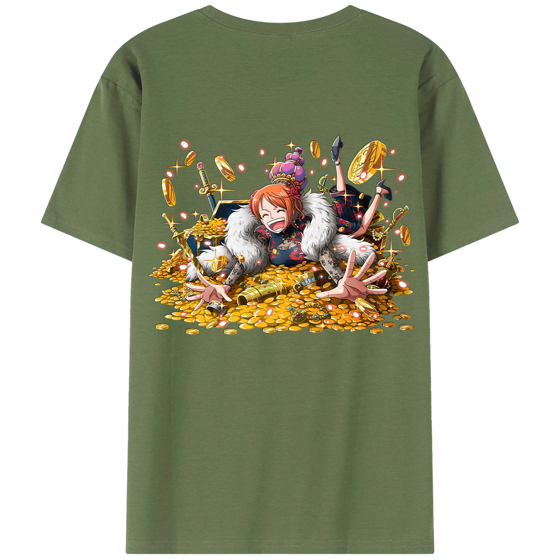 （画像用） ワンピース ナミ ONE PIECE Nami 綿100％ メンズ半袖Tシャツ（バックプリント） 通気性